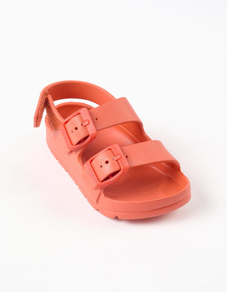 Sandales en caoutchouc à boucle et à scratch pour bébé, orange