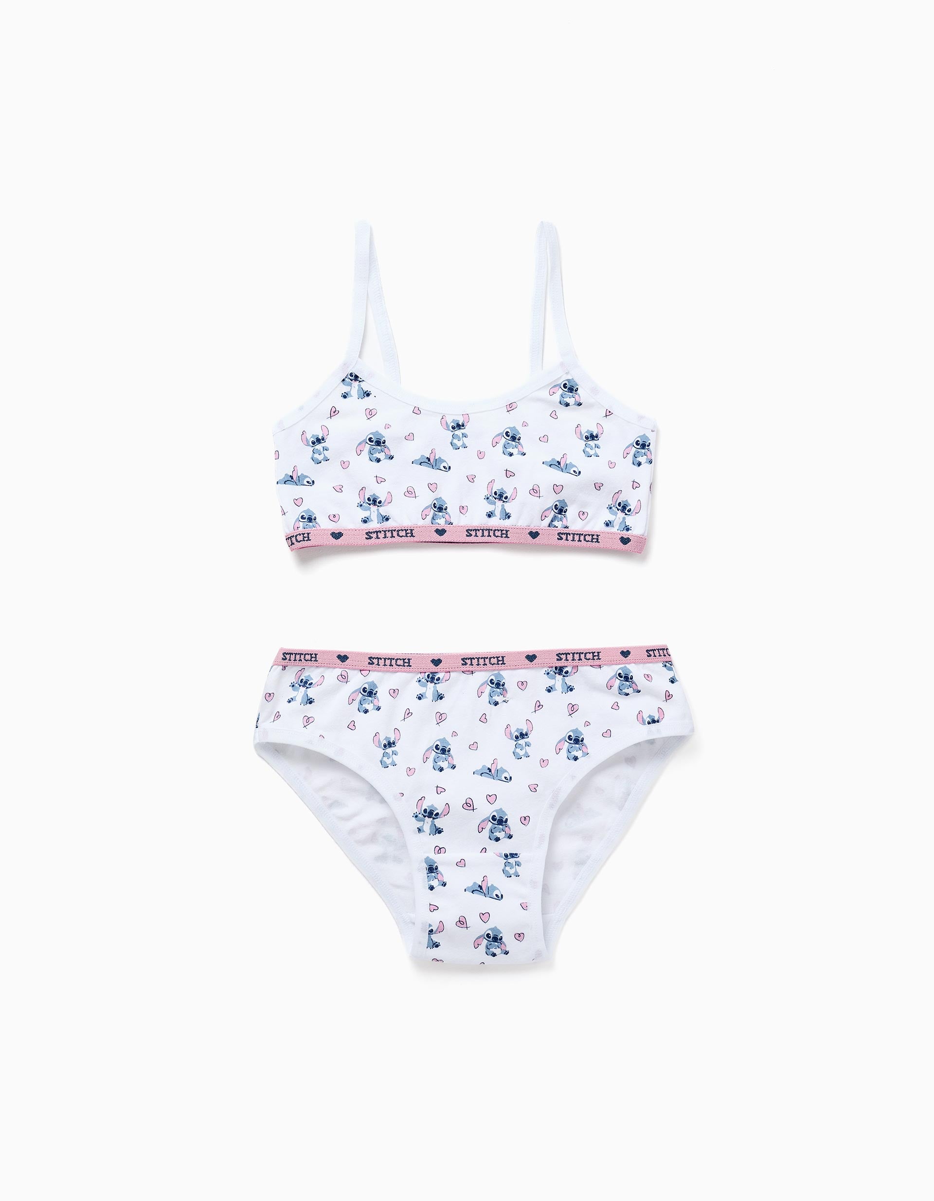 Set of top and briefs with Stitch motif for girls, white
