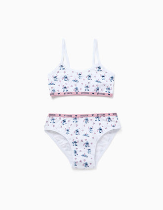 Top + cuecas com motivo Stitch para menina, branco
