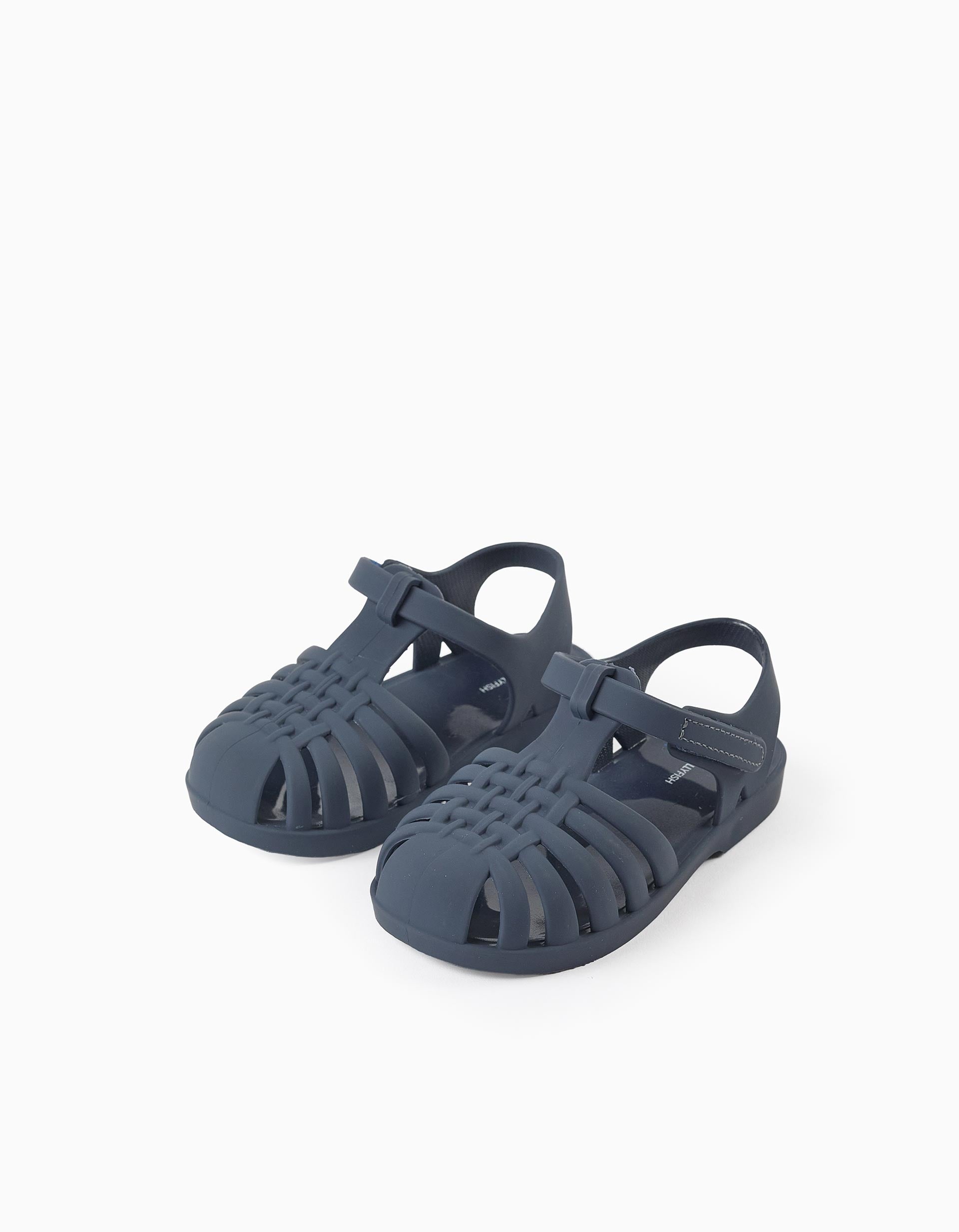 Sandálias jelly de borracha com tira autoaderente para bebé, azul-escuro