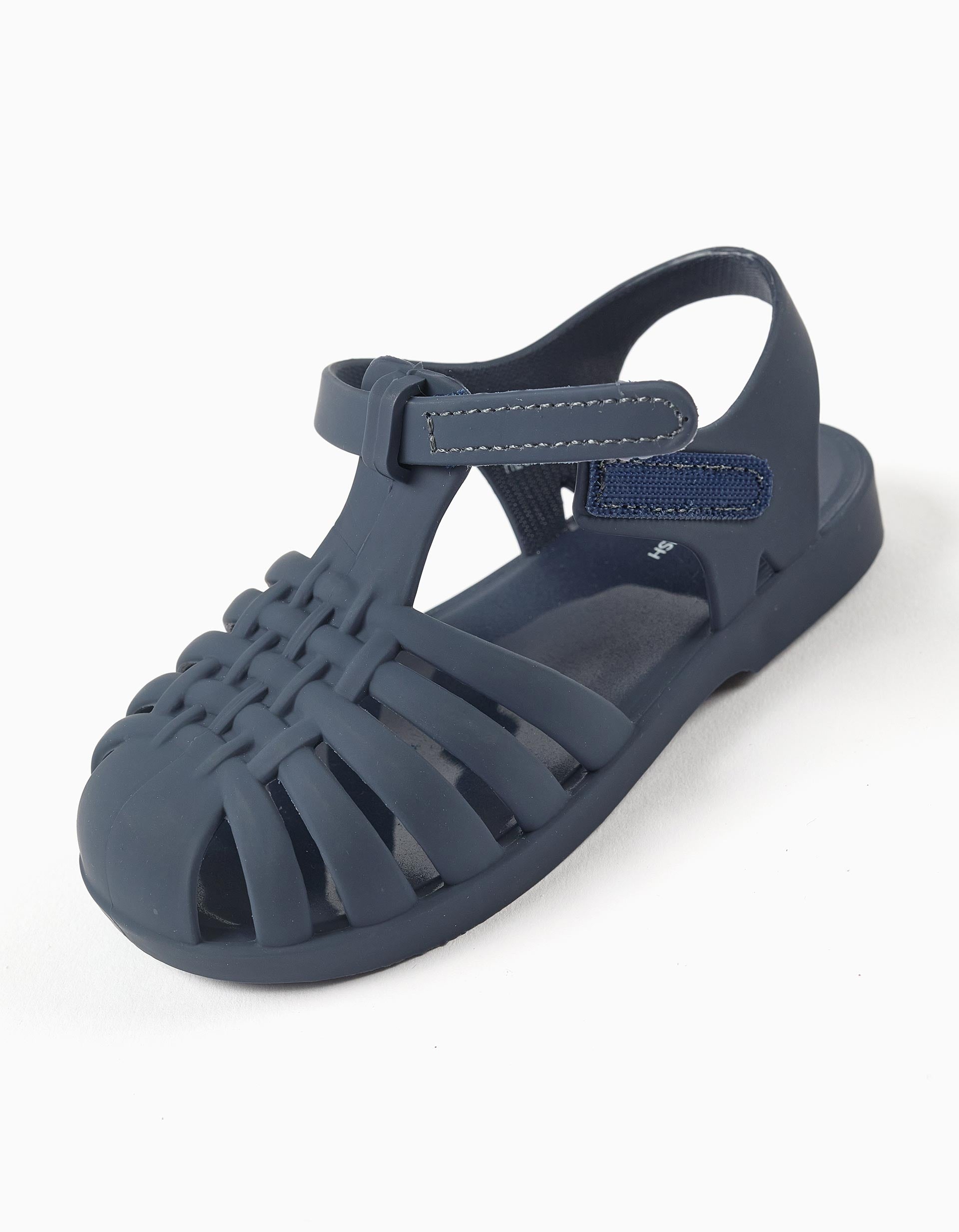 Sandálias jelly de borracha com tira autoaderente para bebé, azul-escuro