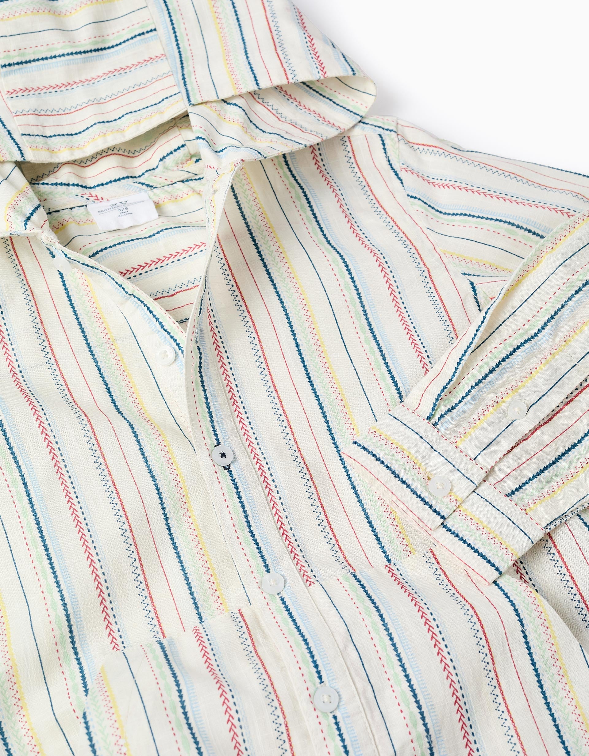 Long sleeve cotton shirt with stripes B&S for boys, multicolour