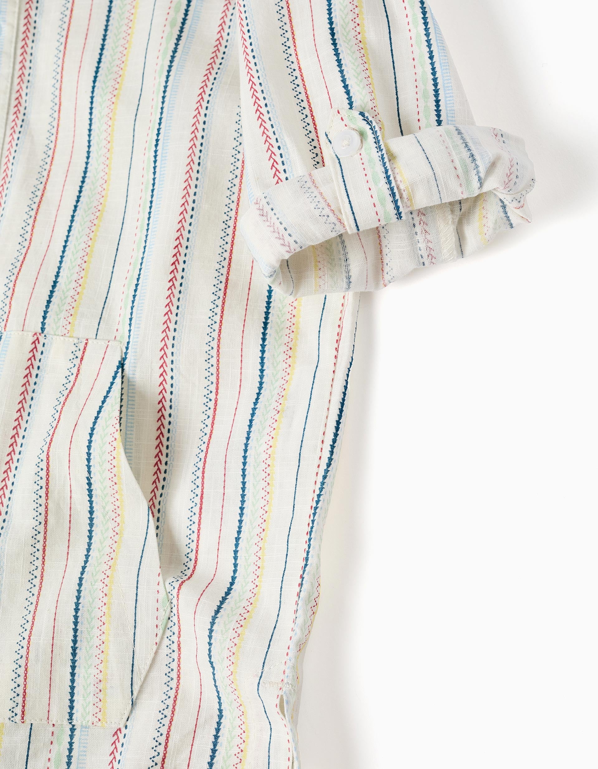 Long sleeve cotton shirt with stripes B&S for boys, multicolour