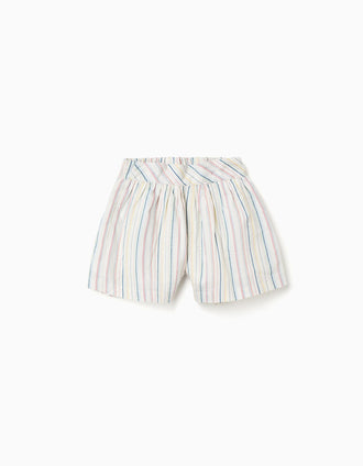 Cotton shorts with ethnic stripes B&S for girls, multicolour