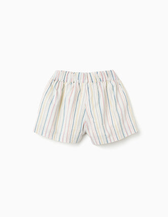 Cotton shorts with ethnic stripes B&S for girls, multicolour