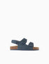 Suede footbed sandals with cork insole for baby boys, dark blue