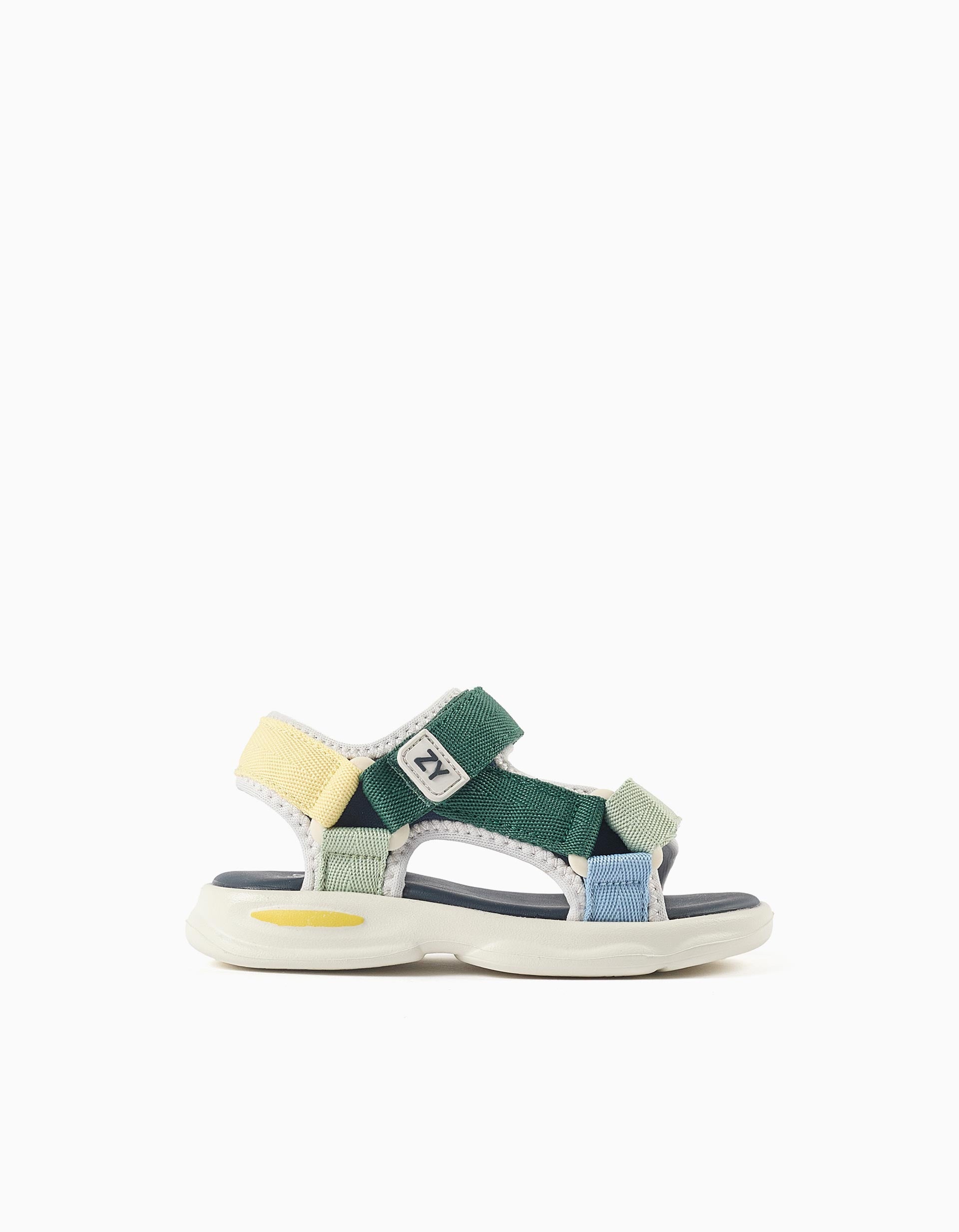 Superlight sandals with touch-fastening straps for baby boys, multicolour