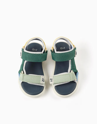Superlight sandals with touch-fastening straps for baby boys, multicolour