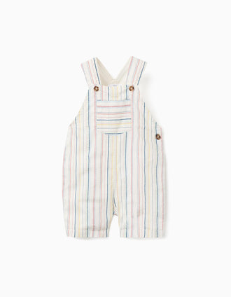 Jardineiras de algodão às riscas étnicas B&S para bebé menino, multicolor
