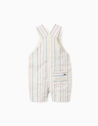 Jardineiras de algodão às riscas étnicas B&S para bebé menino, multicolor