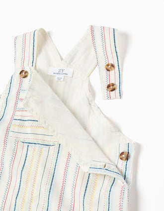 Jardineiras de algodão às riscas étnicas B&S para bebé menino, multicolor