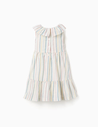 Cotton dress with ethnic stripes B&S for baby girls, multicolour