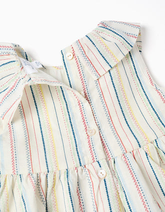Cotton dress with ethnic stripes B&S for baby girls, multicolour