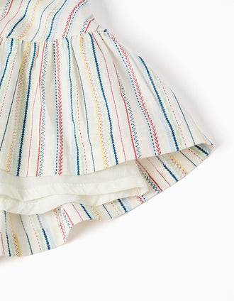 Cotton dress with ethnic stripes B&S for baby girls, multicolour