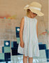 Vestido sem mangas com riscas étnicas B&S para menina, multicolor