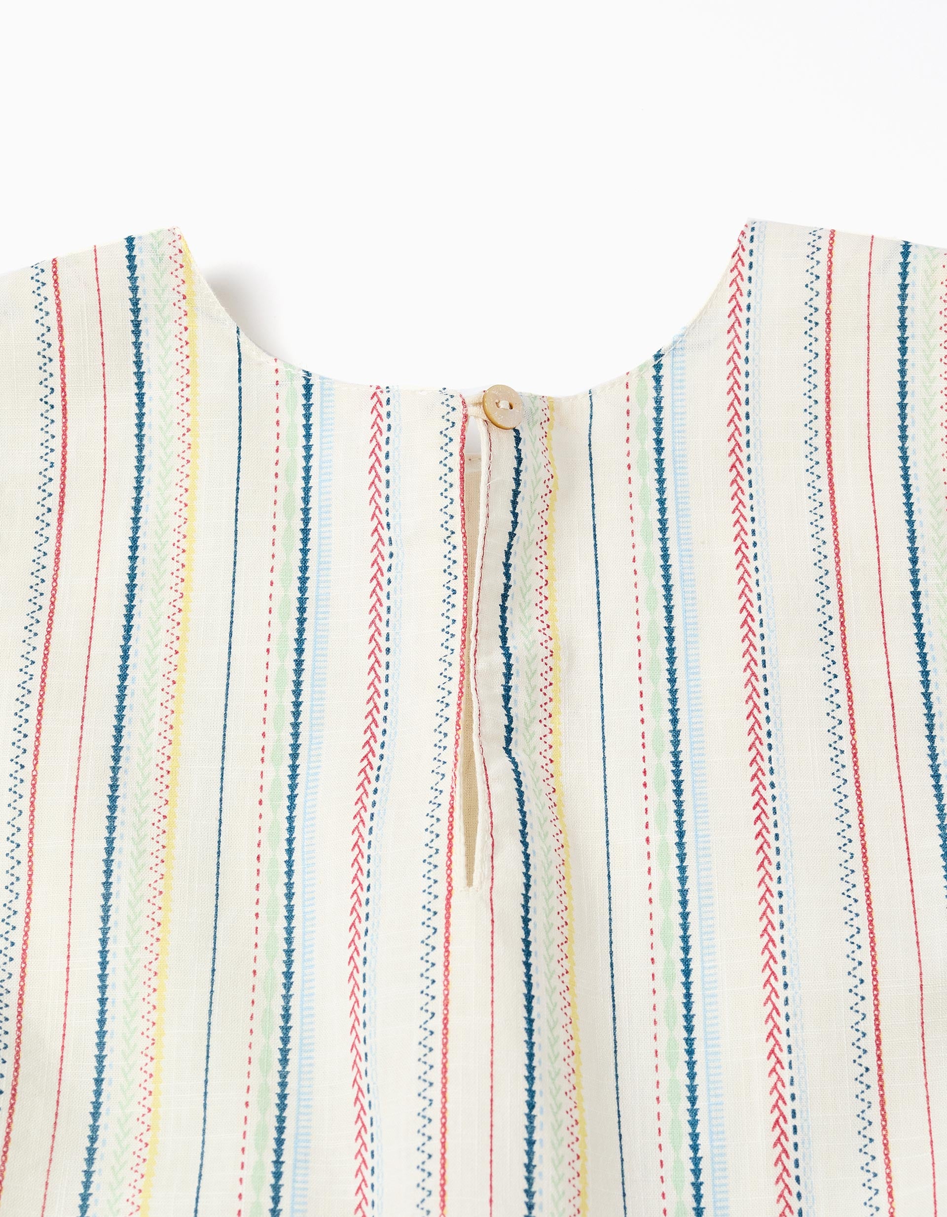 Sleeveless cotton dress with ethnic stripes B&S for girls, multicolour