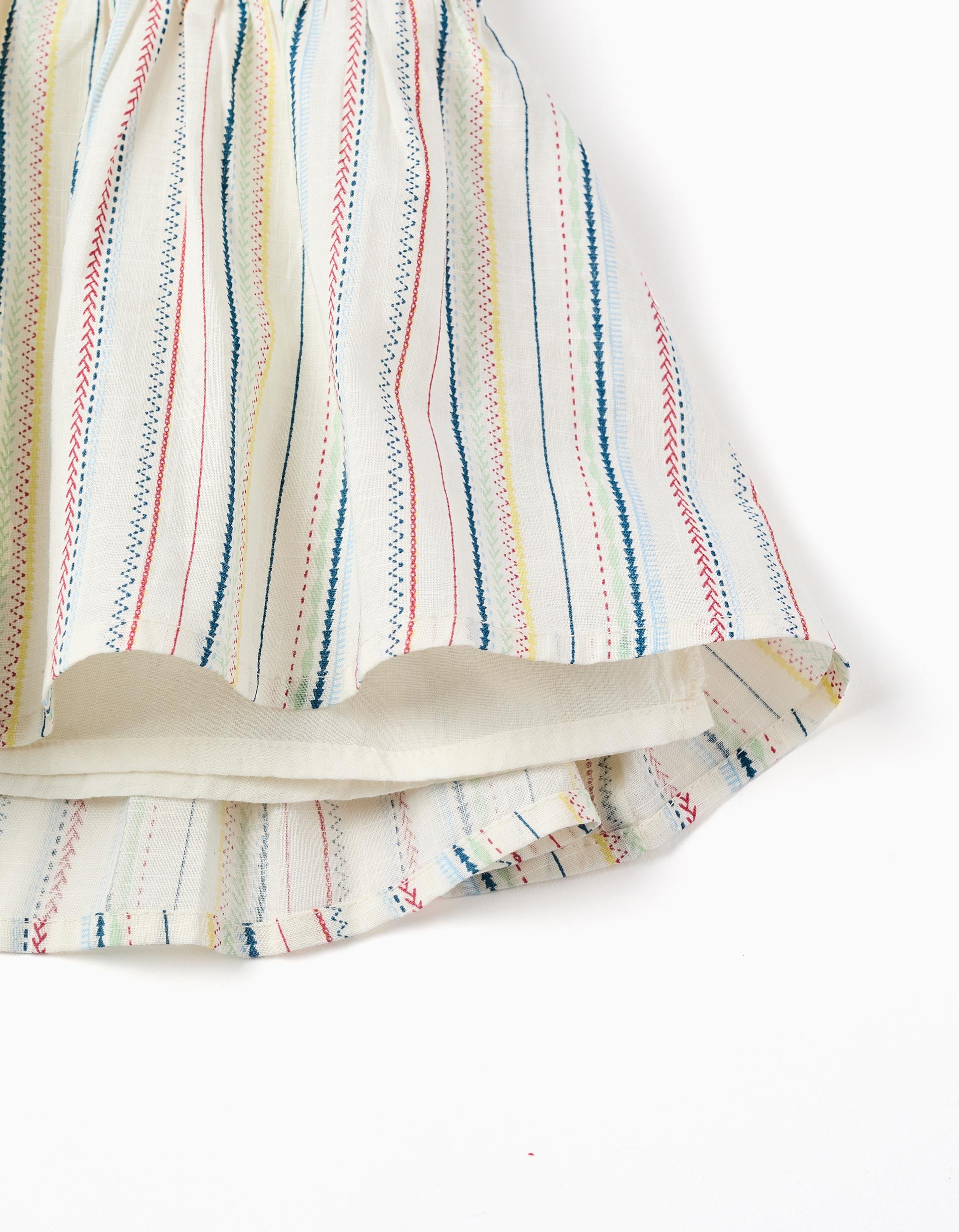 Sleeveless cotton dress with ethnic stripes B&S for girls, multicolour