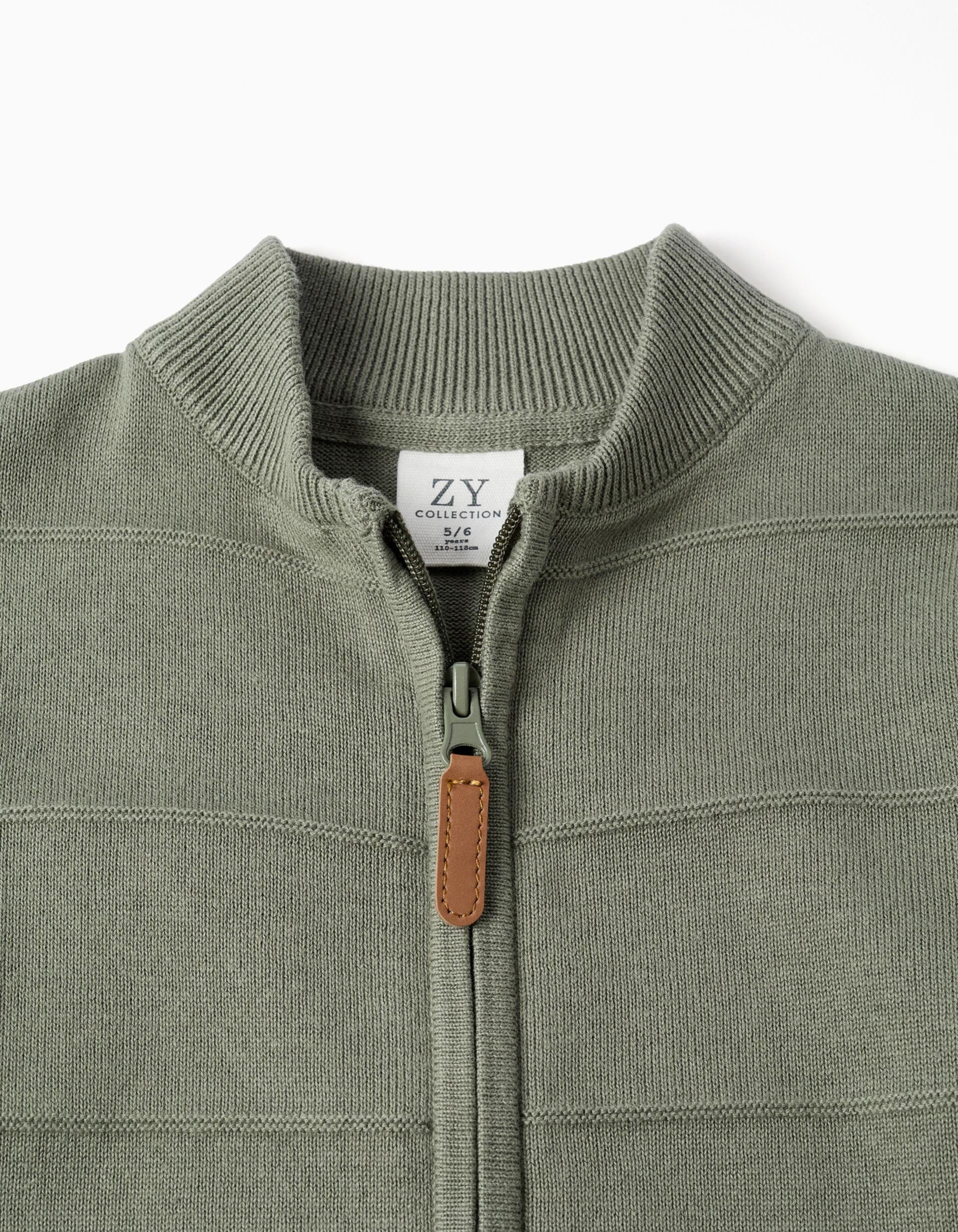 Chaqueta de punto de algodón con líneas en relieve para niño, verde