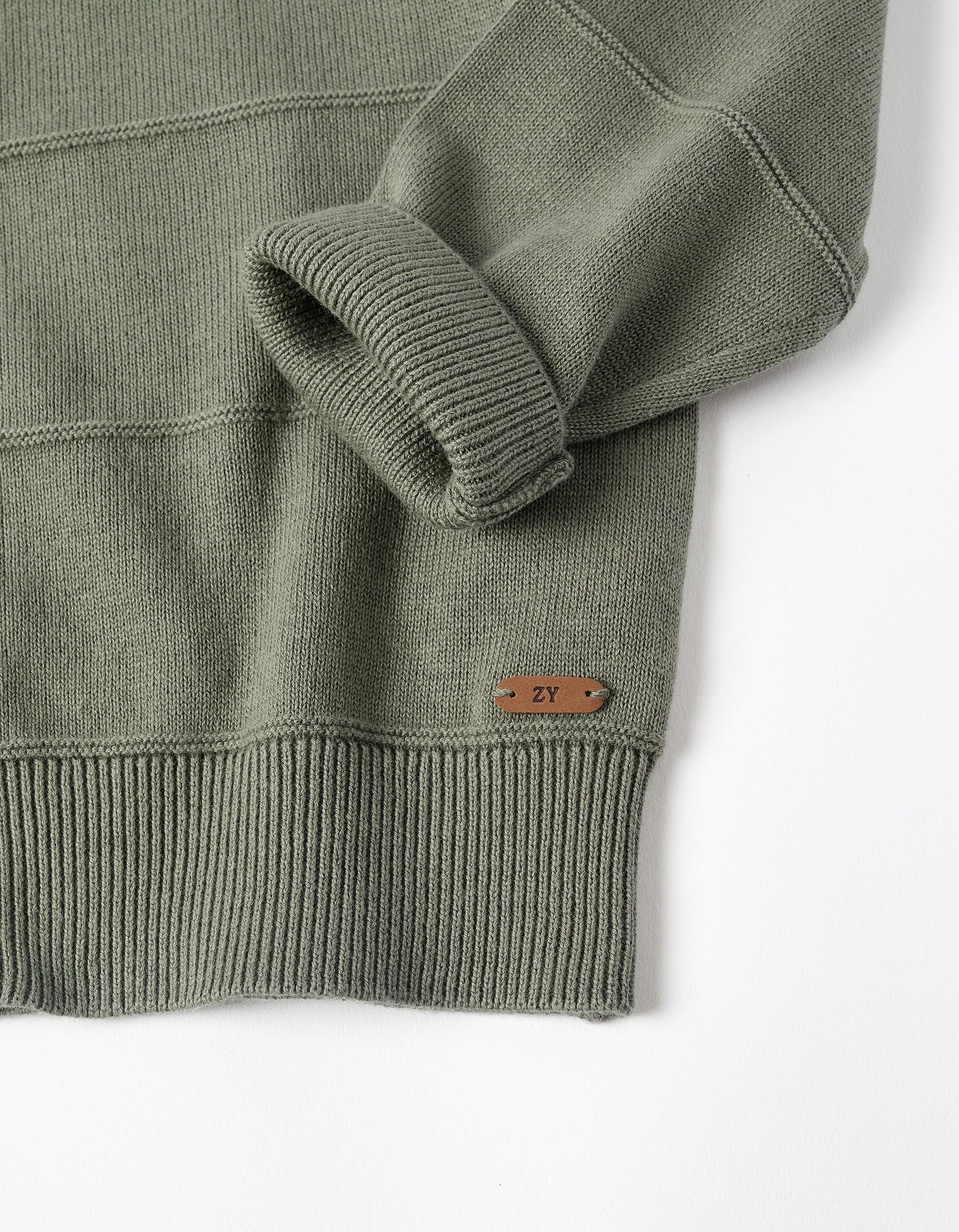 Chaqueta de punto de algodón con líneas en relieve para niño, verde