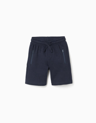 Pantalón corto con cordón y bolsillos para niño, azul oscuro
