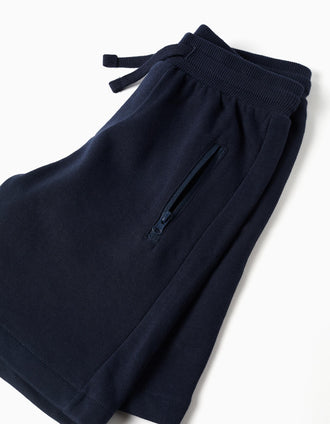 Pantalón corto con cordón y bolsillos para niño, azul oscuro