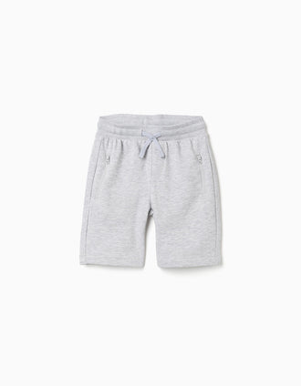 Pantalón corto con cordón y bolsillos para niño, gris claro
