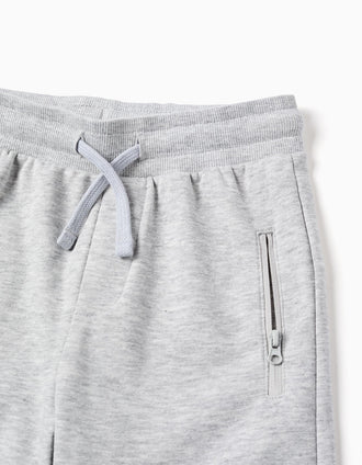 Pantalón corto con cordón y bolsillos para niño, gris claro