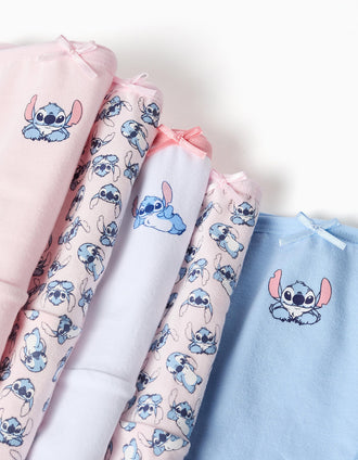 Pack de 5 cuecas de algodão com o Stitch para menina, rosa/azul/branco