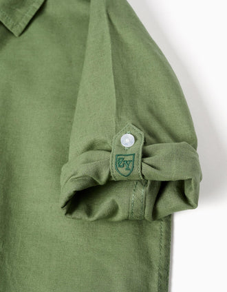Long sleeve shirt in linen and cotton for boys, green