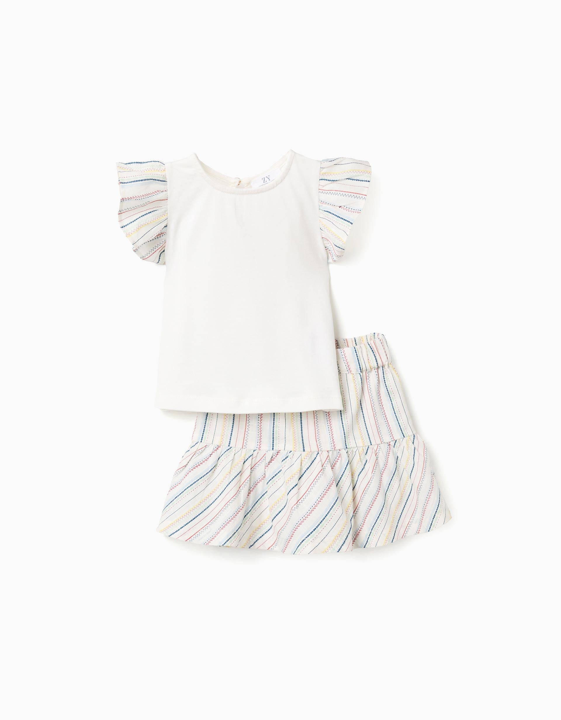 T-shirt + skort with ethnic stripes B&S for baby girls, multicolour