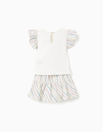 T-shirt + skort with ethnic stripes B&S for baby girls, multicolour