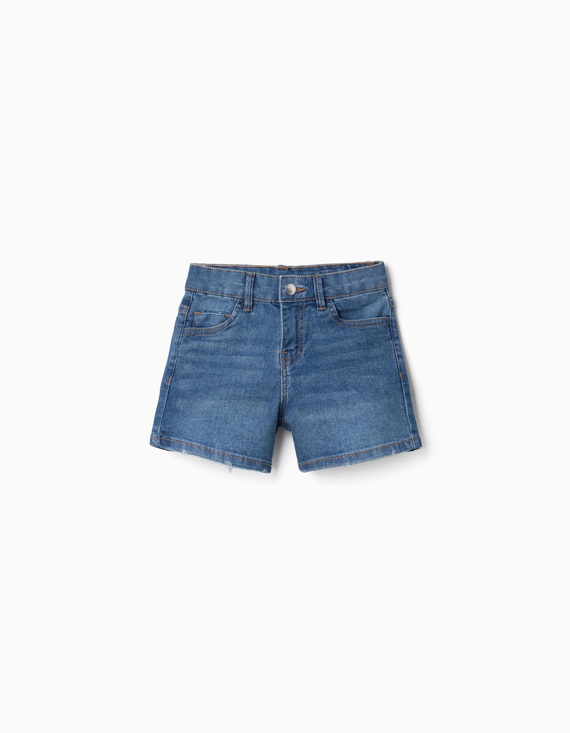 Denim slim shorts with five pockets for girls, blue