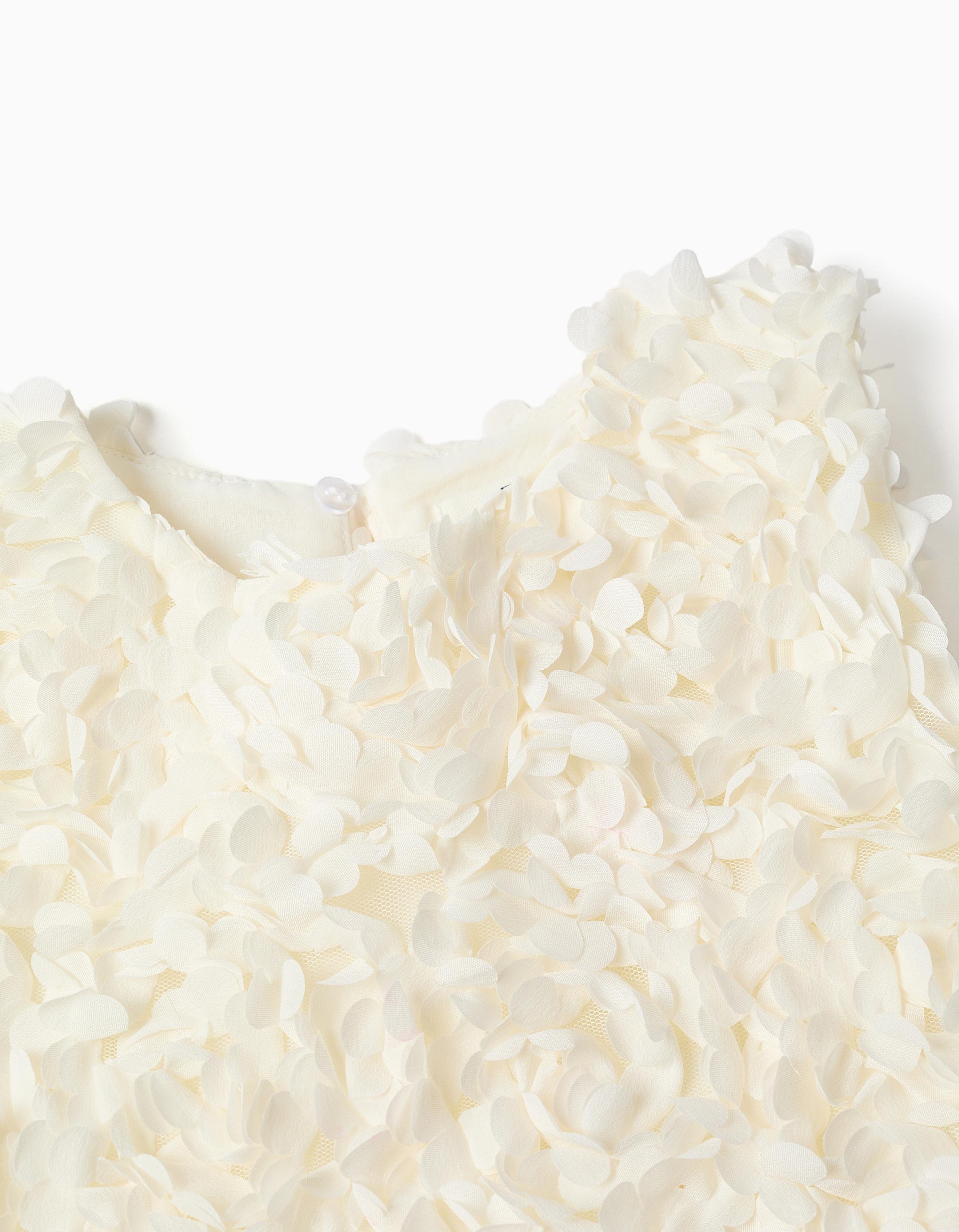 A-line sleeveless dress with flowers for girls, white