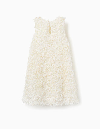 Vestido sin mangas de línea A con flores para niña, blanco