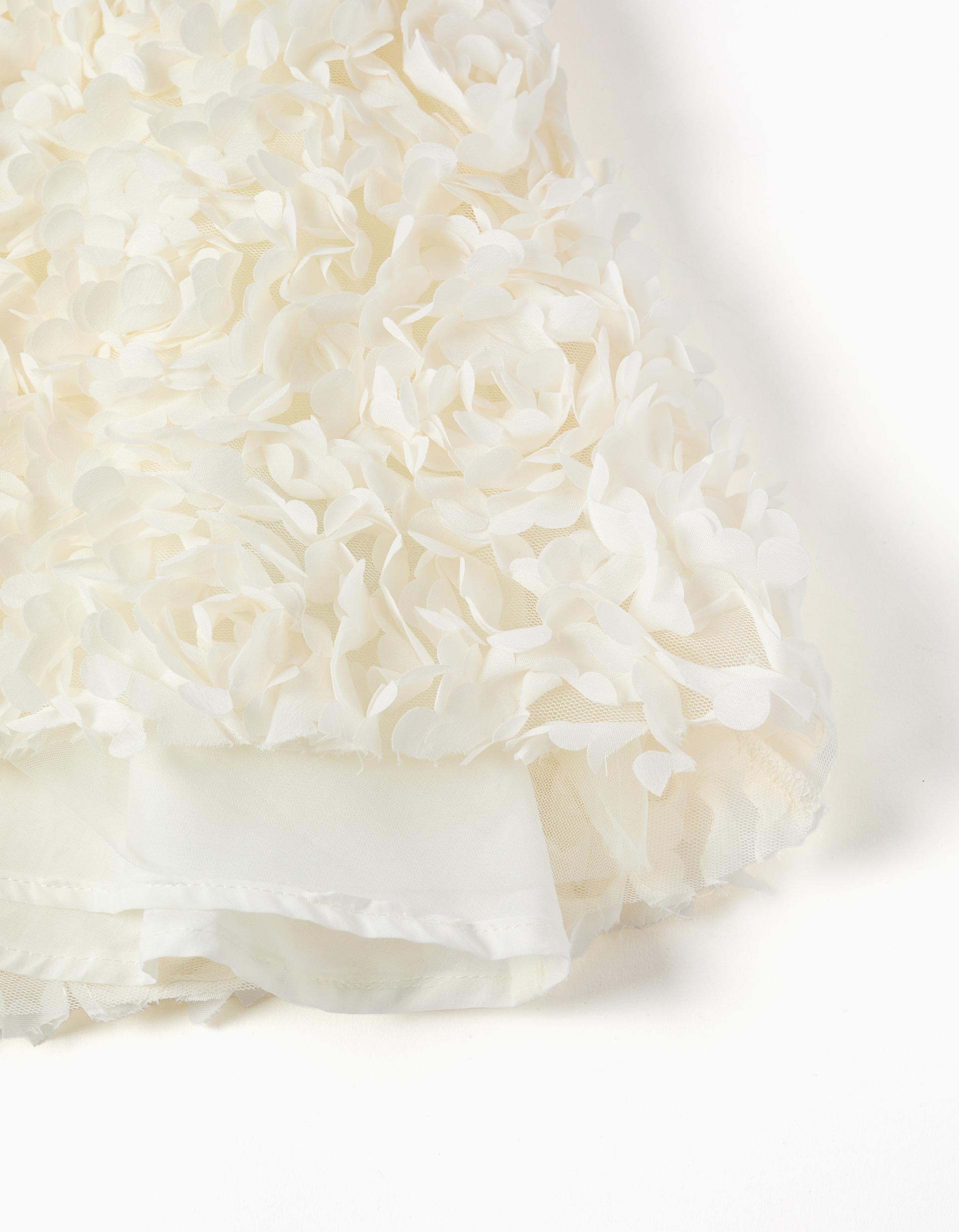 A-line sleeveless dress with flowers for girls, white