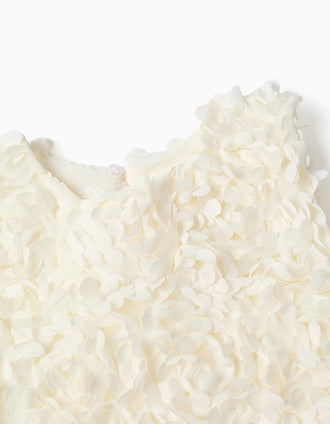 Vestido sin mangas de línea A con flores para niña, blanco