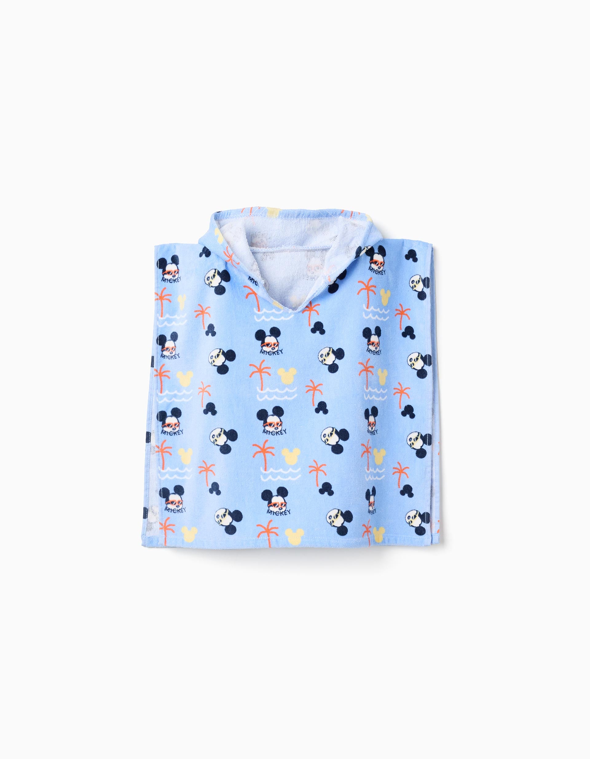 Poncho de playa con capucha Mickey para bebé niño, azul claro