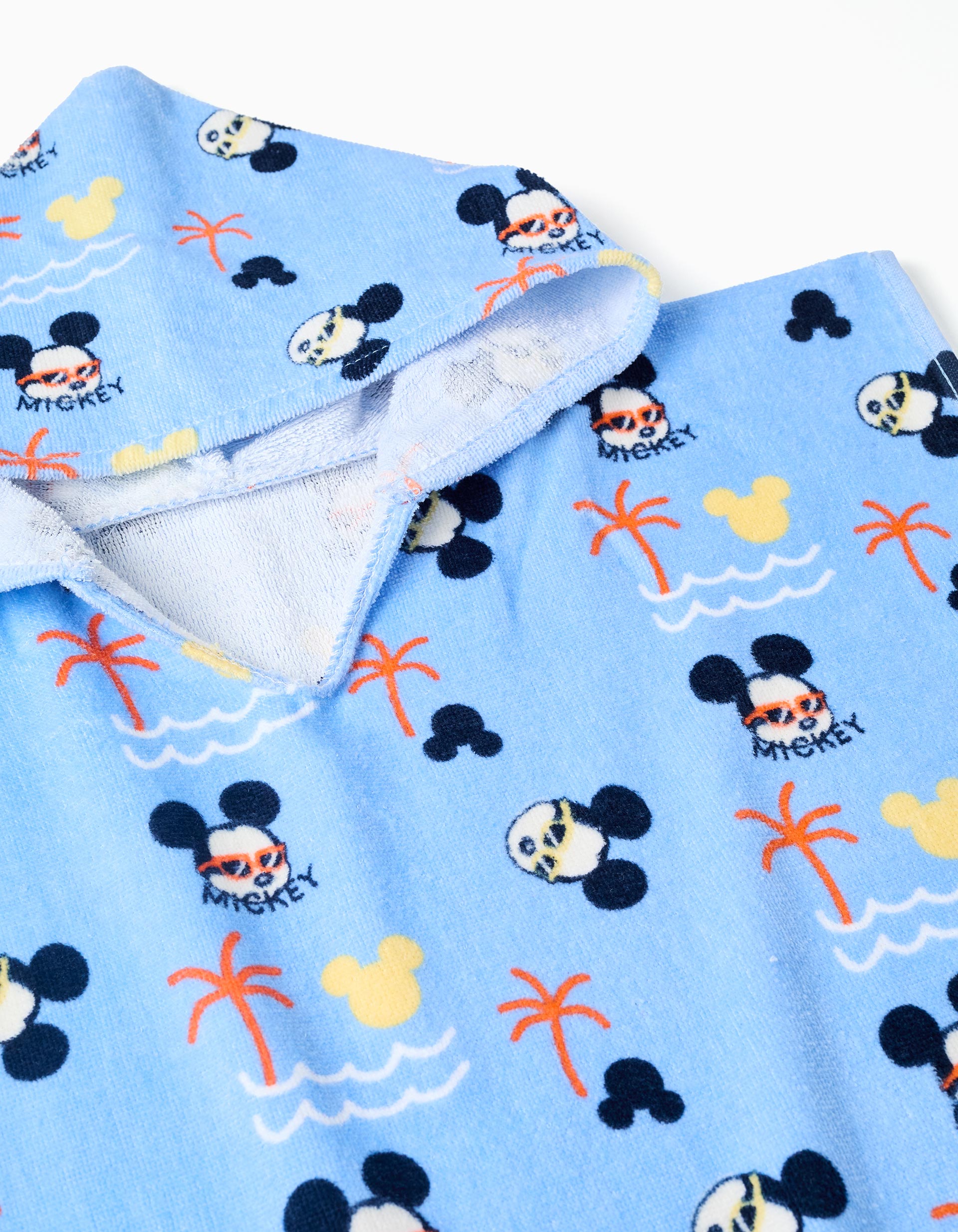 Poncho de playa con capucha Mickey para bebé niño, azul claro