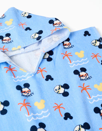 Poncho de plage à capuche Mickey pour bébé garçon, bleu clair