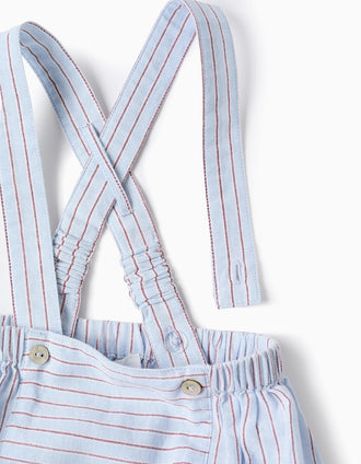 Cotton bodysuit + striped shorts set for newborn boys, multicolour