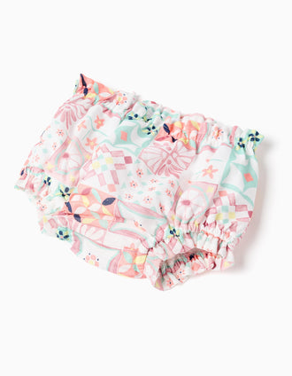 Vestido e um tapa-fraldas com motivo azulejos para recém-nascida, multicolor