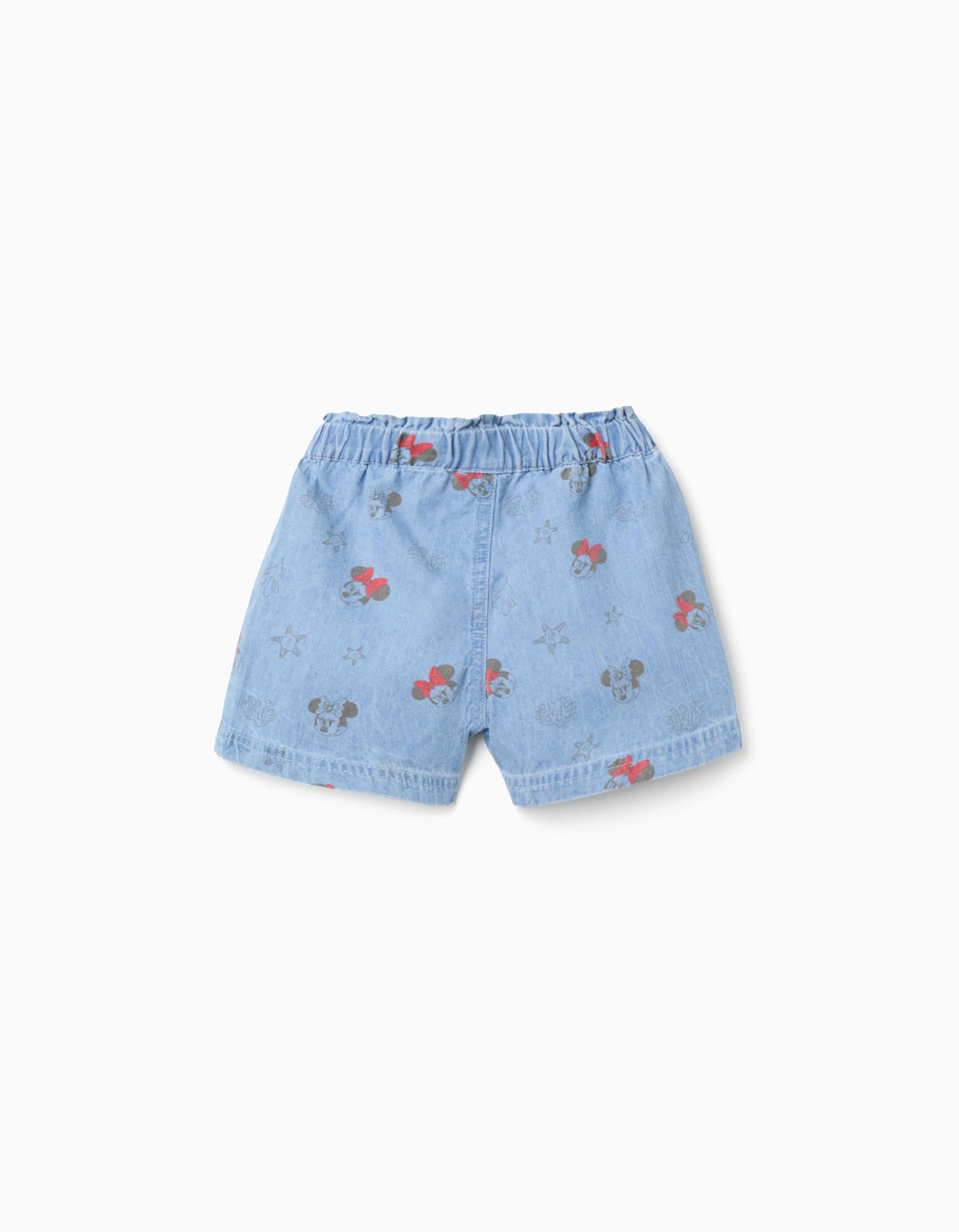 Calções de ganga com motivo Minnie para bebé menina, azul-claro