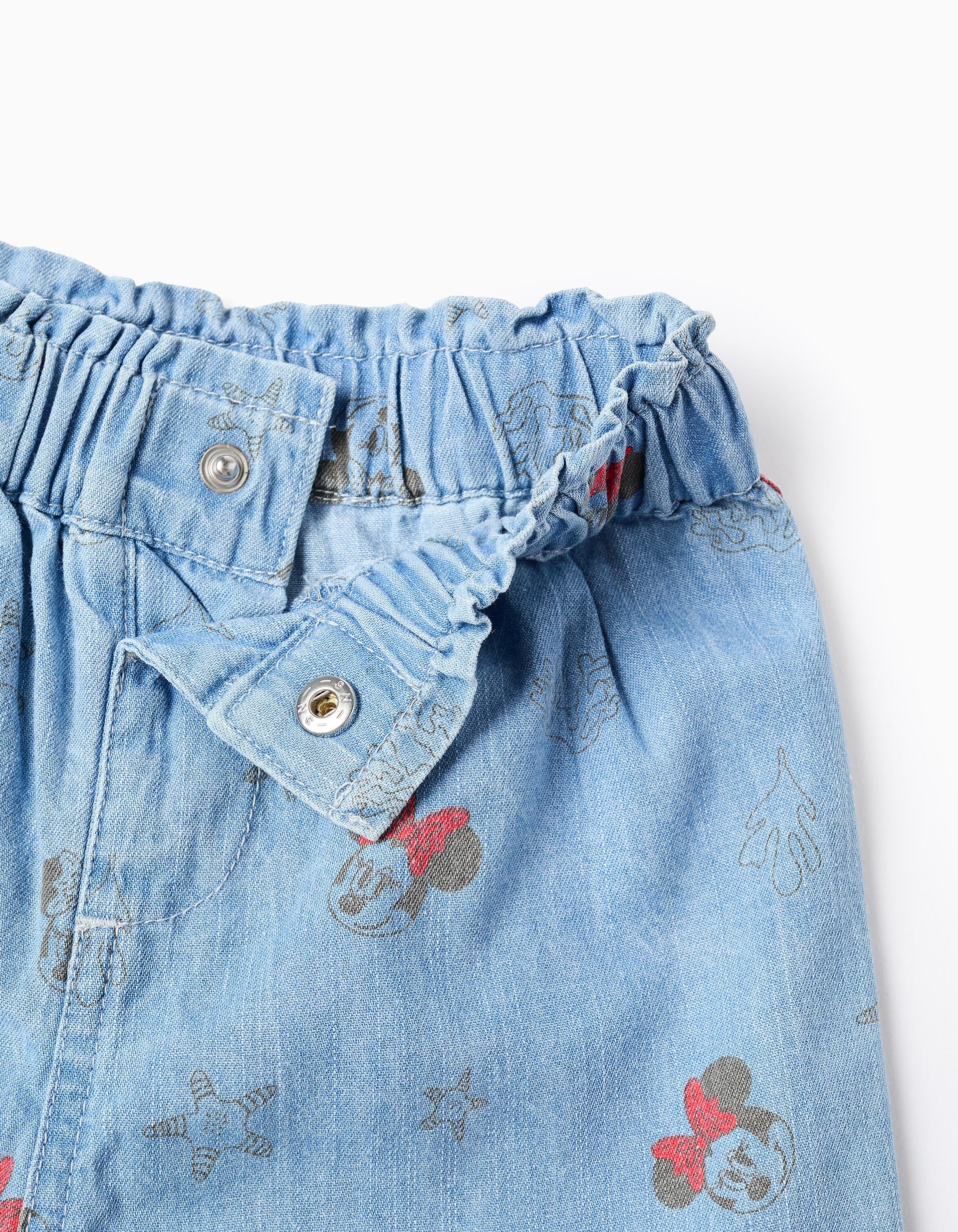 Calções de ganga com motivo Minnie para bebé menina, azul-claro