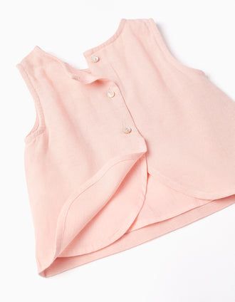 Blusa sem mangas + tapa-fraldas B&S para recém-nascida, rosa-claro