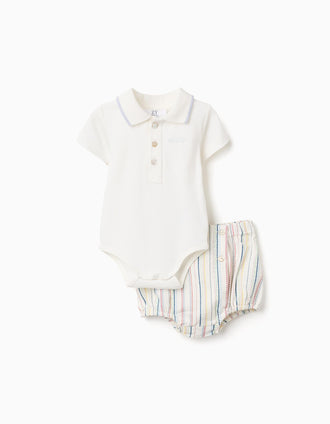 Body-polo + calções às riscas B&S para recém-nascido, multicolor