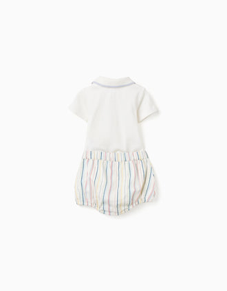 Body-polo + calções às riscas B&S para recém-nascido, multicolor