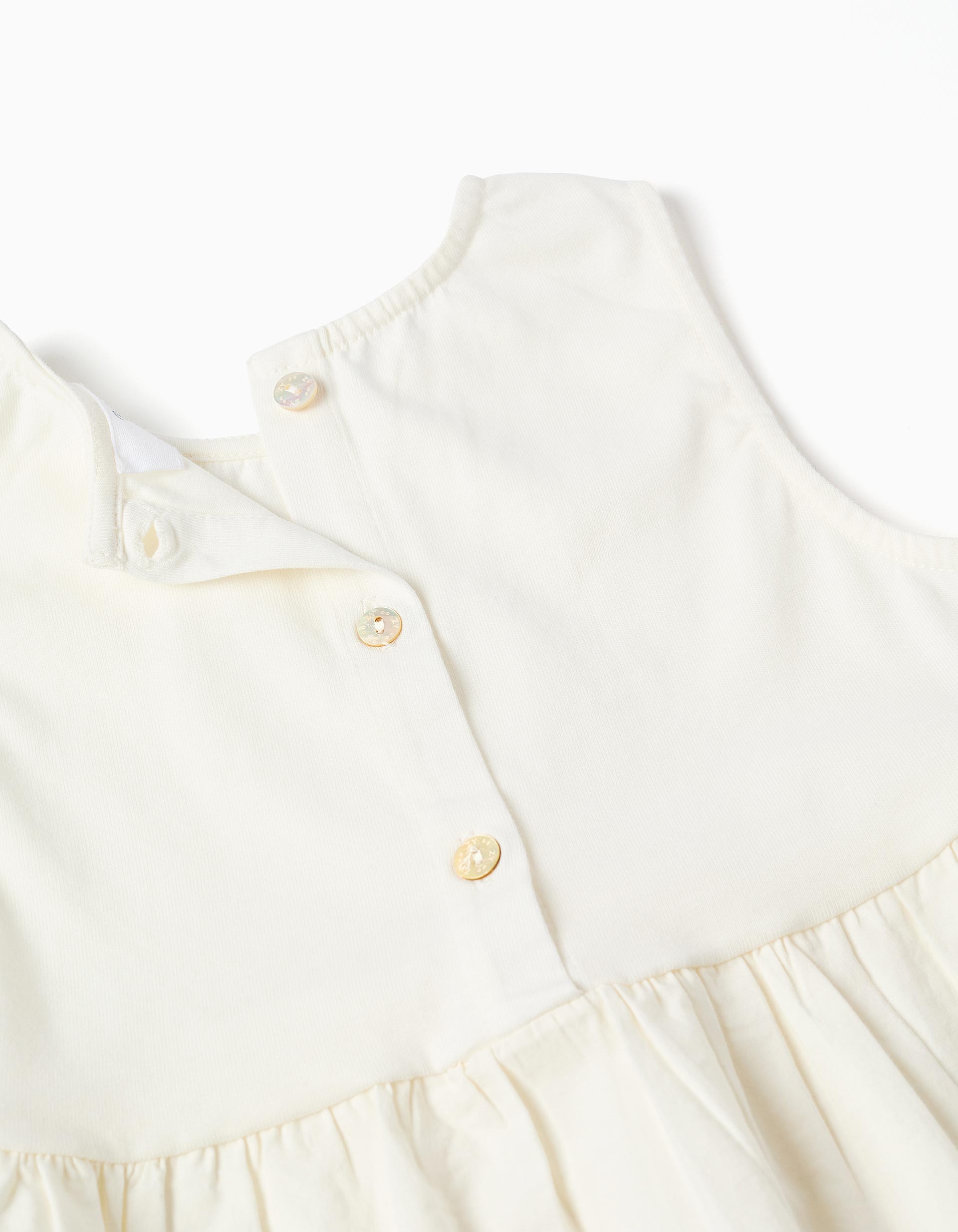 Blouse sans manches en coton à broderie anglaise pour fille, beige clair