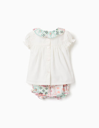 Blouse en coton + bloomer à motif mosaïque pour nouveau-née, multicolore