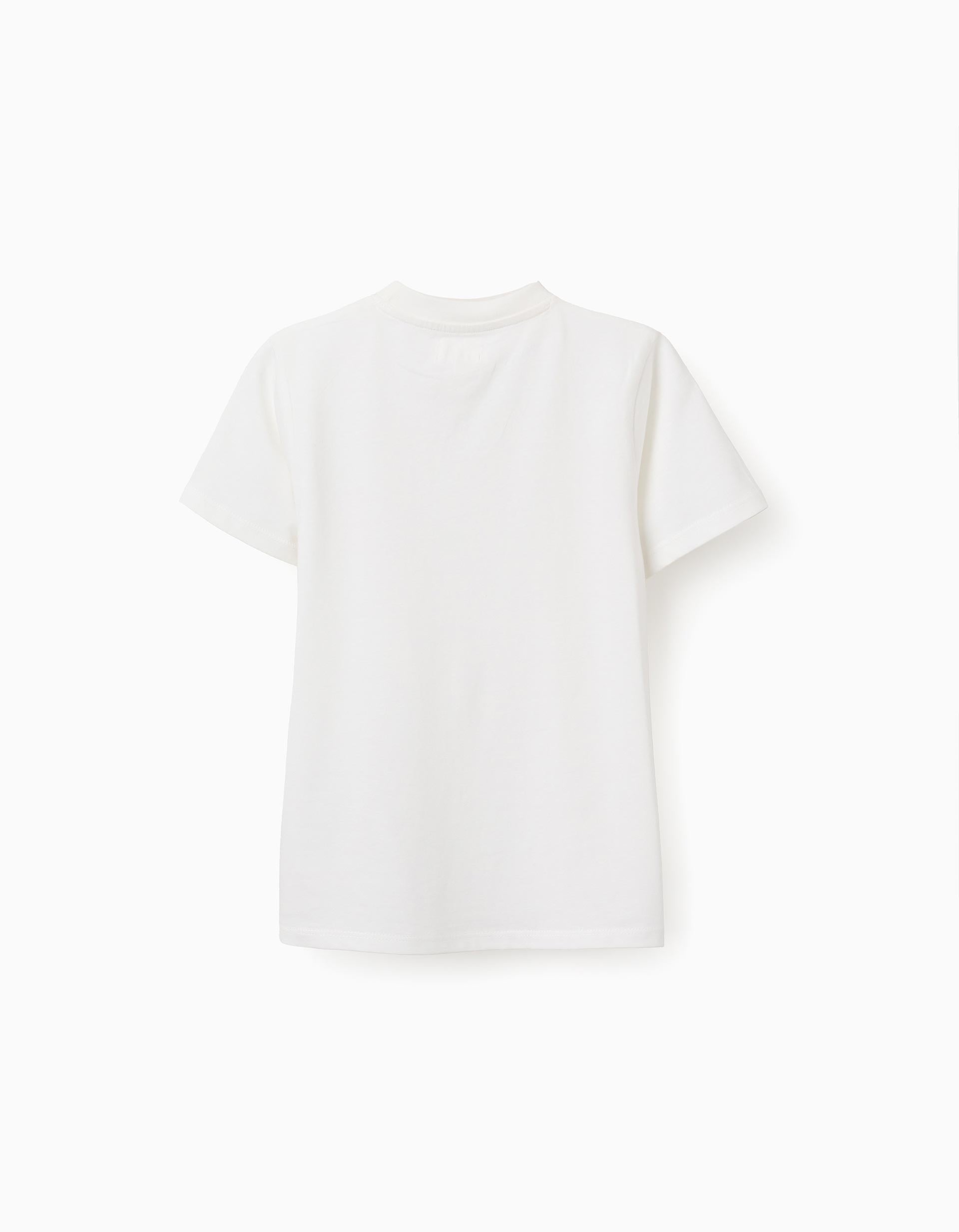 T-shirt en coton avec poche poitrine pour garçon, blanc/rouge