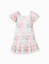 Cotton dress with a tile pattern for baby girls, multicolour